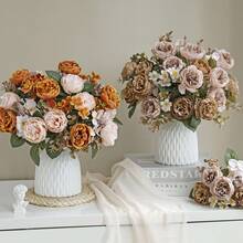 1/80PCS Artificial Flowers, Rose Bouquets, Valentine's Day Gifts, Birthday Party Decorations, Wedding Flower Baskets, Bride Holding Flowers, Home Furnishings, Dining Rooms, Bedrooms, Windowsills, Vases, Decorations, New Year Decorations, Outdoor Gardens, Start Of School Season,Wedding Decor, Wedding Flowers, Table Decoration - Brown - View 5