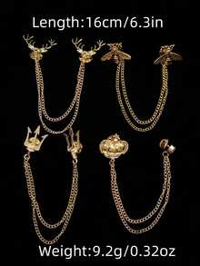 1pc Fashionable Business Elegant Luxury Unique Personalized Bee Crown Trident Antler Brooch Pin, Men's Holiday Party Business Commute Jewelry - Multicolor - View 9