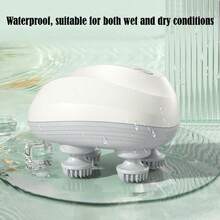 Mini Handheld Multi-Function Head Massager Multi-Point Stimulation Smart Body Kneading Massager Electric Scalp Massager Portable Wireless Head Massager Features 4 Removable Massage Claws 3 Adjustable Modes Vibration Stimulates The Head For Deep Relaxation Ideal For Home, Office, And Travel Settings - White - View 1