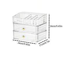 3 PiecesTransparent Plastic Makeup Organizer With Drawers - Countertop Vanity Makeup Storage Box, Lightweight, Non-Electric, Stackable Design, Clear Skincare Holder, Large Capacity, Durable Structure, Ideal For Dorm And Bathroom - Multicolor - View 12