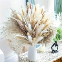 52 Pcs Artificial Pampas Grass Rattan Bouquet - Versatile For Wedding Decor, Romantic Centerpieces & Stylish Home Accents - Naturally Inspired Generaling Fit Rattan Flowers For Timeless Elegance