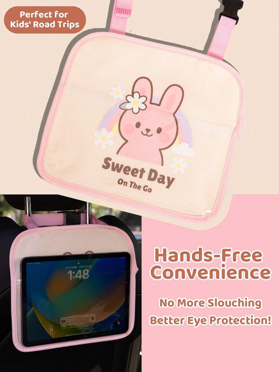 1 Gói Giá đỡ iPad cho trẻ em ở ghế sau ô tô - Thiết kế dễ thương cho bé gái Giá đỡ máy tính bảng rảnh tay có túi đựng màn hình cảm ứng để xem phim lành mạnh và giải trí khi đi du lịch