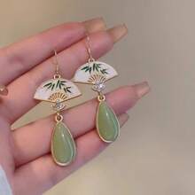 زوج من أقراط الشرانق على الطراز الصيني، أقراط قطرة أنيقة مستوحاة من الهانفو/تشونغسام الفاخرة للنساء