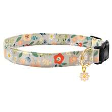 Floral Print Dog Collar With Flower Charm - Durable Polyester Composite, Adjustable For Small Medium Large Breeds