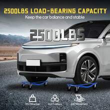 Set de 2 Plataformas para Ruedas Capacidad 2268 kg con 4 Ruedas de Acero de 9 cm para Automóviles Vehículos - Azul - Ver 6