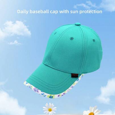 QingFang قبعة بيسبول كوينغفانغ، لون أحادي + تصميم زهري، قماش قابل للتنفس، مناسبة للرياضات الخارجية والسفر والارتداء اليومي والكاجوال