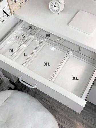 4/1pc Transparent Drawer Storage Box, Makeup Organizer Box, Compartment Desktop Storage Box, Suitable For Cosmetics, Office Supplies And Miscellaneous, Women Gift Storage Box