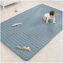 Rectangle Kids Play Mat - Medium 48 x 72 inches Soft Quilted Baby Floor Mat with Non-Slip Bottom - Plush Design for Toddlers Playtime and Relaxation - Comfortable and Durable -(Blue Rectangle - 152.5 cm x 245 cm) - Multicolor - Ver 2