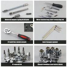 46件套专业CR-V钢工具套装 - 重型棘轮扳手和螺丝刀组合，含公制套筒，耐用铬钒钢材质，适用于汽车/摩托车/自行车维修，家庭车库技工必备DIY汽车工具