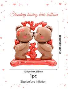 Bộ 1 bóng bay hình gấu bông lớn đứng, bao gồm 2 bóng bay hình gấu bông hôn nhau và 2 bóng bay hình gấu bông cầm trái tim, thích hợp trang trí tiệc theo chủ đề lãng mạn, tiệc sinh nhật, đám cưới, kỷ niệm, tiệc cô dâu, chủ đề gấu bông, đạo cụ chụp ảnh tạo không khí, tiệc Valentine. - Nhiều màu - Xem 12