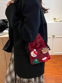 Winter And Autumn Santa Claus Cute Cartoon Red Small Bag For Girls - Knitted Shoulder Bag - Red - View 11