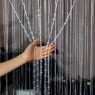 1pc Acrylic Tassel Beaded Curtain - 1x2m Room Divider For Wedding Decor & Home Partition | Elegant Shimmering Design