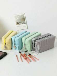 Dopamine Grid Large Capacity Drawstring Bag Bubble Mesh Cosmetic Bag Large Capacity Toiletry Bag Embroidered Striped Travel Cosmetic Organizer Bag - Multicolor - View 5