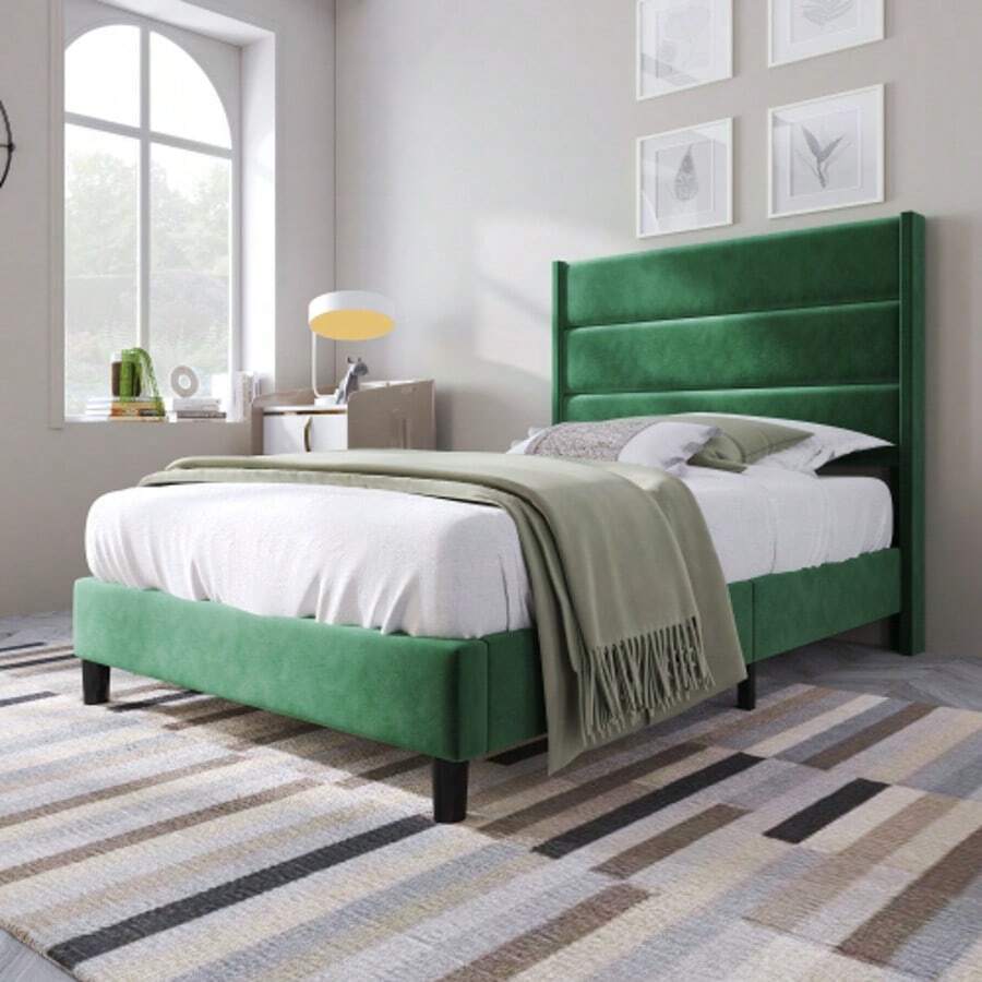 Marcos de cama - Verde + Terciopelo + 90 cm x 200 cm - Ver 1