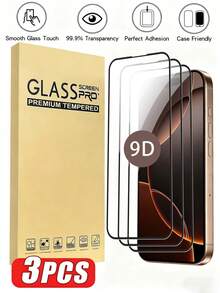 3pcs Full Coverage High Definition Anti-Scratch Anti-Dust Tempered Glass Screen Protector, Compatible With 17 Pro Max/17/17 Pro/17 Air/16 Pro Max/16/16 Plus/16 Pro/15 Pro Max/15/15 Pro/15 Plus/14/13/12/11/XS/6/7/8 Plus/SE2/SE3. Birthday, Family, Friend Gift, Phone Screen Protector, Phone Accessories, Waterproof, Shockproof, Anti-Fall, Anti-Fingerprint. - Clear - View 19
