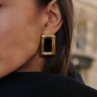 S SHOPBOHO 1 pieza Pendientes de botón con esmalte burdeos y perla falsa, hipoalergénicos de acero inoxidable, minimalistas para mujer, joyería de uso diario de lujo ligero