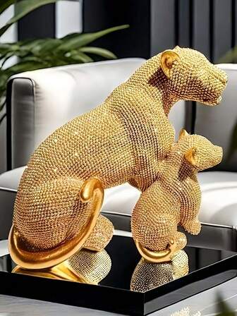 One Modern Resin Leopard Family Sculpture, Mother And Child: Perfect Home Decor - Suitable For Thanksgiving, Mother's Day, New Year's And General Decoration, No Electricity Required.Suitable For Home Decor, Bedroom Decor, Office And Students, Storage,Wedding Decor,House Decor,Jewelry Organiser,Party Decorations,The Best Gift