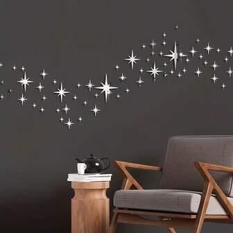 82pcs Star Mirror Stickers, Acrylic Decorative Wall Stickers Personalized Creative Stickers Starry Sky Ceiling Ceiling Coverage Self-Adhesive Wall Stickers