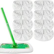8-Piece Set Of Green, White, And Gray Flat Floor Small Mop Cloth, Light And Thin Mop Replacement Pad, , High Water Absorption, Suitable For Both Dry And Wet Cleaning Methods, Durable,Very Suitable For Home Cleaning - 白色 - 查看 1