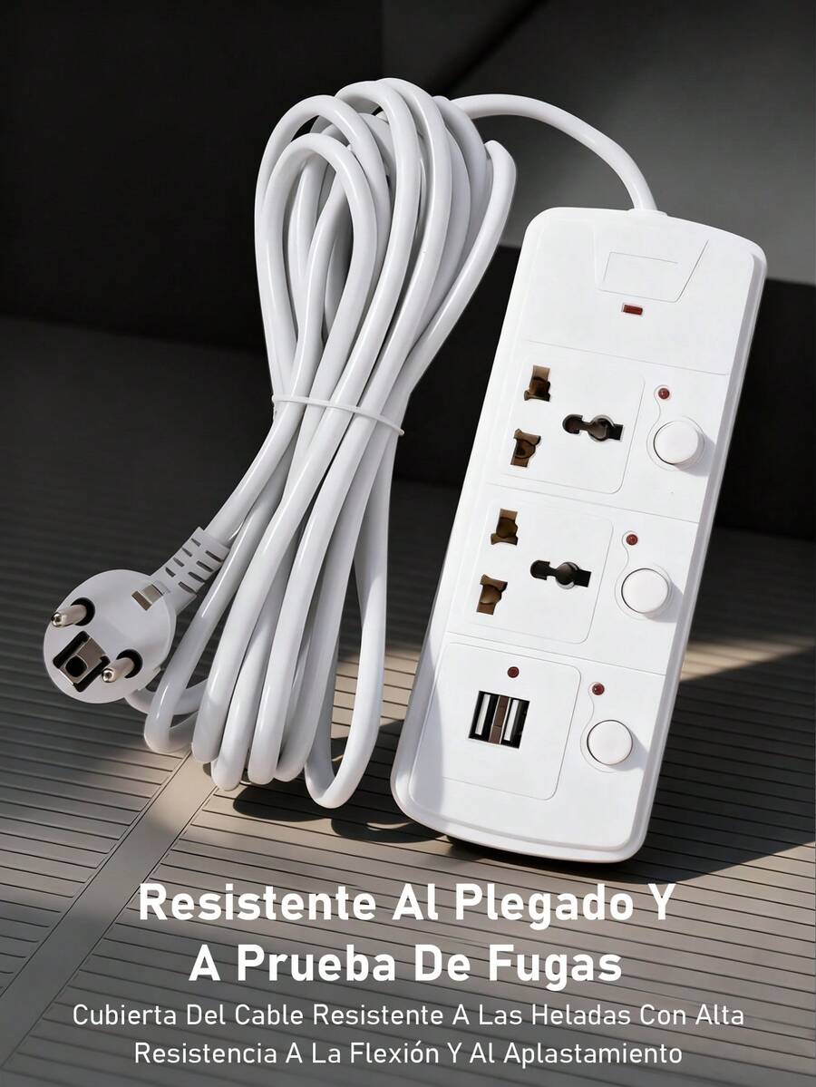 Extensión Multicontacto cuadrada con 2 Salidas de Enchufe y 2 salida USB 3.0 Carga Rápida - Blanco - Ver 1