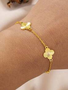 1pc 4-Leaf Grass Bracelet Flower Exquisite Charm Light Luxury Hand Accessories