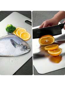Stainless Steel Cutting Board, Double-Sided Stainless Steel Cutting Board, Suitable For Cutting Meat, Vegetables And Fruits In The Kitchen, Easy To Clean 100% Pure Titanium Cutting Board, Suitable For Kitchen Use Titanium Cutting Board, Suitable For Cutting Meat, Fruits And Vegetables Stainless Steel Cutting Board, Suitable For Kitchen Use - Multicolor - View 5