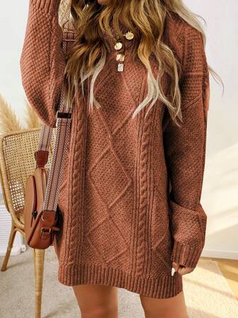 Women's Knitted Sweater Dress, Loose Fit, Suitable For Commute, Vacation, Casual Wear, Spring/Summer