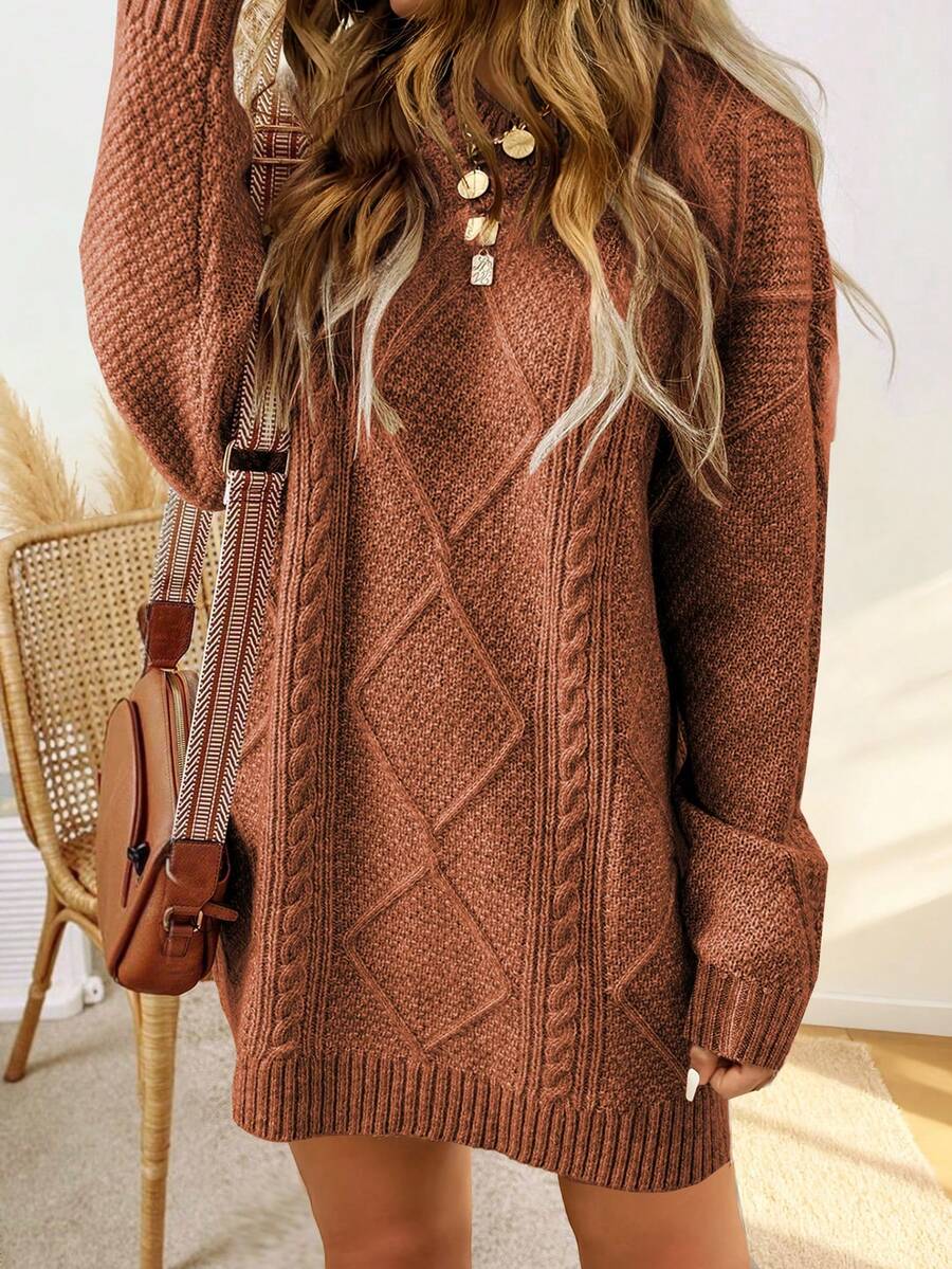 Áo len dài nữ Freeform Spring, màu trắng, đen, hồng, nâu, thời trang tối giản, công sở, đi làm, thanh lịch, đi nghỉ mát, cao cấp, đa năng, tôn dáng, áo kiểu Hàn Quốc dễ thương, phong cách Hàn Quốc. - Gỗ đỏ - Xem 1