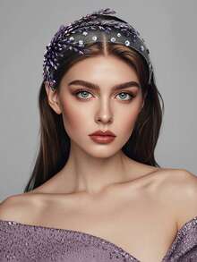 Handmade Elegant Purple Butterfly Wide Headband, Suitable For Weddings, Parties, And Daily Wear, Graceful Accessory For Women, Valentine's Day, Holidays Head Accessories - Purple - View 8