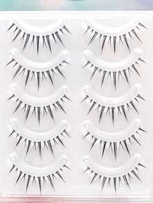 10pcs/5 Pairs Transparent Stem Little Devil False Eyelashes, Super Fine Natural Fairy Lashes, Suitable For Beginners, Slouchy People, Travel, Date - Natural Lashes - View 7