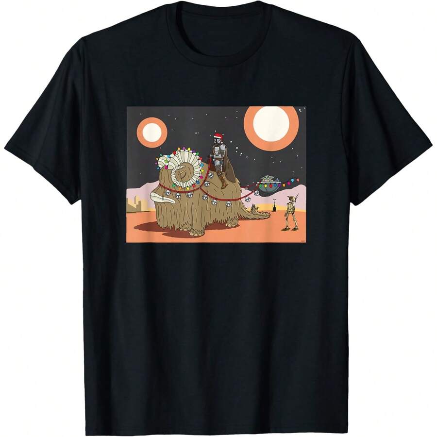 Mandalorian & Grogu Christmas Jingle Bell Bantha T-Shirt - 黑色 - 查看 1