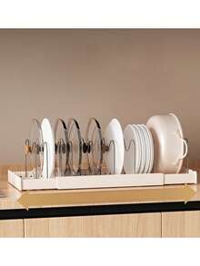 Organizador expandible para ollas y sartenes, Soporte Organizador Ajustable Para Ollas, Moldes De Pasteles, organizador para gabinetes de cocina,Tablas De Cortar, Alfombrillas - Blanco - Ver 9