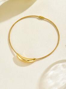 Fashionable Stainless Steel Non-Fading Minimalist High-End Curved Tube Necklace Design, Versatile Punk & Streetwear Necklace - Yellow Gold - View 3