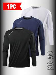 Áo thun dài tay tập luyện bó sát mỏng cho nam, lớp lót thể thao thoáng khí thấm hút mồ hôi, dành cho mùa thu - màu đen - Xem 3