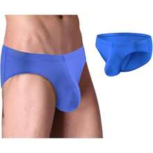 Mens Silk Underwear Briefs Pack Bulge Enhancing Pouch Stretch Bikini Underwear Straight Men L XL 2XL 3XLChristmas IVEB - 藍色 - 查看 10