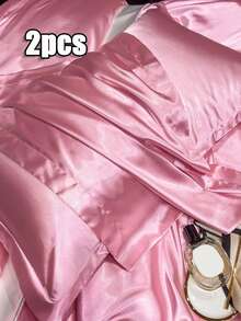 奢华桑蚕丝枕套，25 毫米缎纹面料，低致敏性纯色，带信封封口，仅可手洗，120-140 克/平方米 - 质地柔软顺滑，适合头发和皮肤，低致敏性床上用品|超薄枕套 - 彩色 - 查看 32