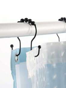 12 Piece Set With Sliding Ball Shaped Double Hook Waterproof And Rust Proof Curtain Shower Curtain Hook - Multicolor - View 6