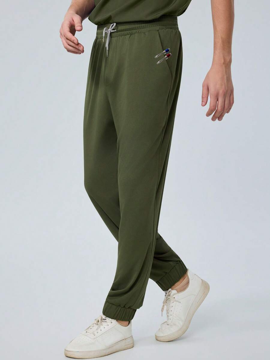 男士医用工作裤，舒适百搭，纯色简约多口袋设计，适用于工作、牙科、医疗保健、宠物医院、实验室等场所，亦可作为男士制服或医用制服穿着。