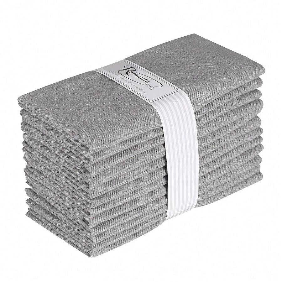 Everyday Use Set Of 12 Pcs 1OO% Cotton Dinner Napkins Size 18 X 18 Inch Long Lasting Soft Comfortable Color Grey Perfect For Regular Use From ,18x18EveryDayNapkin,LightGrey - 淺灰色 - 查看 1