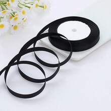 1 Roll 4cm Wide Satin Ribbon With Bowknot For Hair Accessories, Cake Baking & Wrapping, - Black - View 5