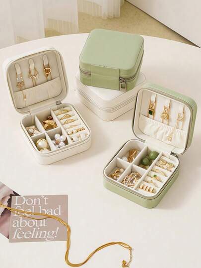 1pc Leather Minimalist Jewelry Box With Lid, Can Store Earrings, Necklaces And Other Jewelry, Large Capacity Jewelry Storage Box