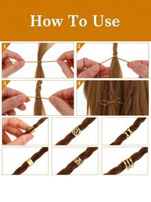 42Pcs Gold Hair Jewelry For Braids Accessories Contain Hair Ropes For Braids Adjustable Hair Rings Hair Cuff Hair Charms Hair Beads Decorations For Men Women, Claw Clips, Hair Slide, Hair Barrettes - Gold - View 4