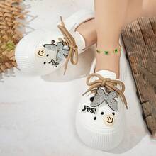 New Summer Women's Closed-Toe Clogs, Cute And Stylish Black With Rhinestone Embellishments, Platform Mule Style, Suitable For Both Indoor And Outdoor Wear, Perfect For Cherry Blossom Season. - White - View 5