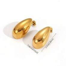 2 件套镂空水滴耳环，不锈钢耳环，18k 金几何耳钉