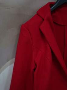 Women's Mid-Length Fashionable & Elegant Coat, Fall & Winter - Red - View 3