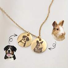 Collier personnalisé avec photo d'animal de compagnie, portrait photo gravé sur mesure, collier commémoratif en acier inoxydable plaqué or pour chat et chien, bijou familial, cadeau commémoratif pour amateurs d'animaux de compagnie, cadeau de Noël et de Thanksgiving - Multicolore - Voir 3