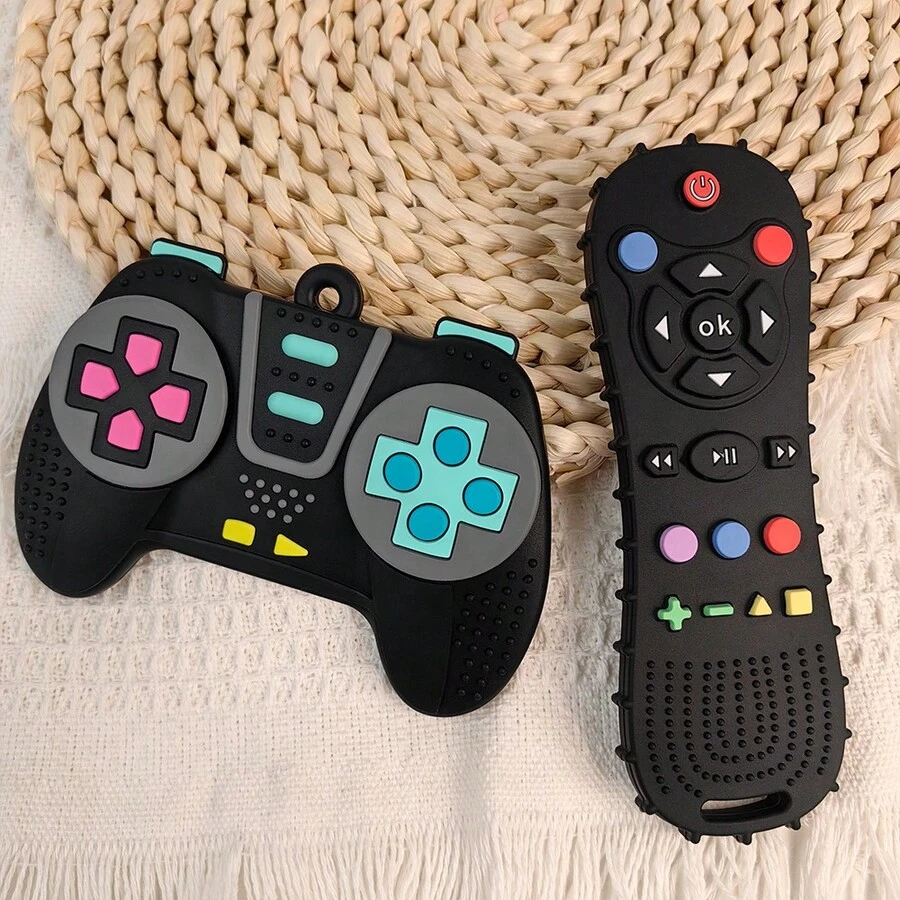 2pcs Silicone Game Controller Shaped Teething Toys, Educational Chew Toys, Teething Stick Chew Toy, Perfect Sensory Chewing Toy For 6-12 Months Babies, Stimulate Baby's Curiosity, Best Gift For Baby - Multicolor - View 1
