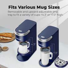 CHULUX Slim Single Serve Coffee Maker For K-Pods, Travel Coffee Machine With 12oz, Navy Blue - Navy - View 4