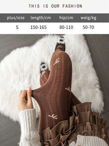 1 pieza Medias de mujer con estampado de lunares y copos de nieve, cómodas, de moda y estilizadoras para otoño/invierno