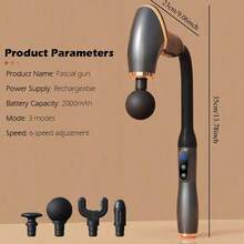 FollowBreak 多功能按摩枪，带加长手柄，便携式背部和腰部按摩器，长柄按摩枪配有4个按摩头，手持式冲击按摩枪，3种模式和6种速度，适用于背部、腰部、手臂、腿部，是送给家人和朋友的绝佳圣诞礼物 - 彩色 - 查看 8